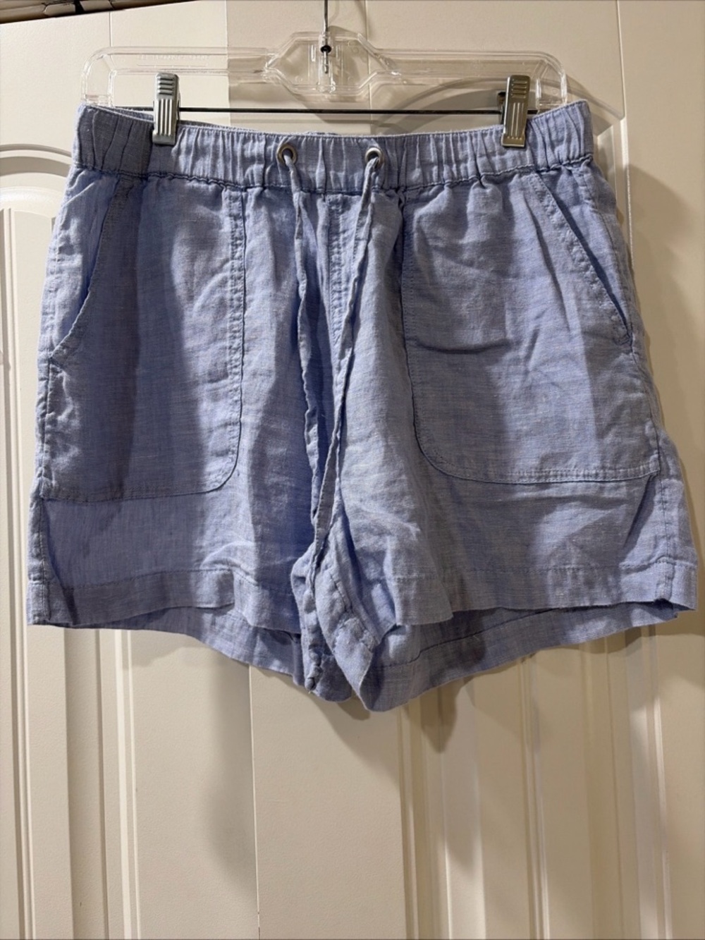 Tahari Pale Blue Hemp Shorts with Drawstring Waist